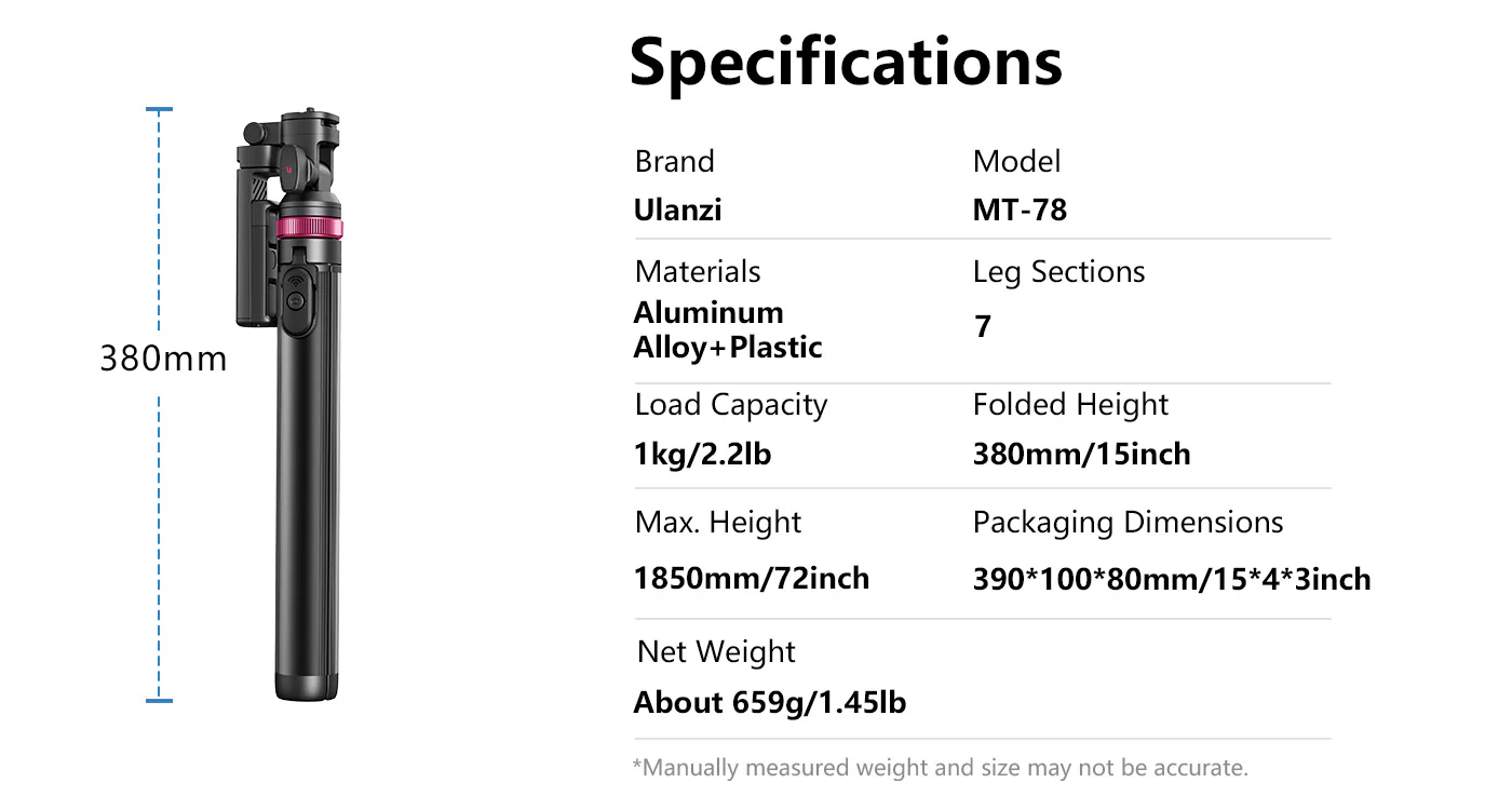 سه‌پایه دوربین و موبایل Ulanzi MT-78