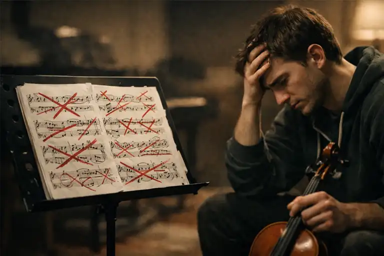 یک انتخاب اشتباه در نت موسیقی = ماه‌ها تمرین بی‌نتیجه